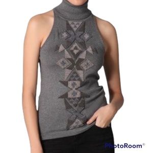 L.A.M.B. Silk Blend Beaded Fine Knit Turtleneck